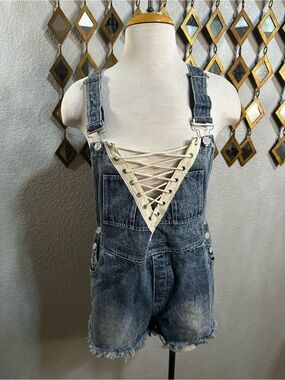 NWT POL Clothing Lace-Up Denim Overall Shorts